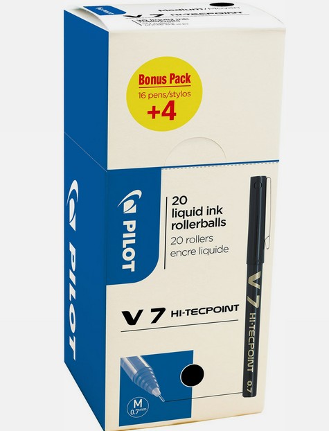 Pióro kulkowe V7 czarne (box 20) Pilot PIBX-V7B-BOX-20